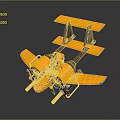 Orange Biplane Passenger Aircraft Model With Unique Design And Retro Features