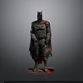 Detailed Batman Statue With Armored Costume Red Helmet Cape And Base