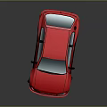 Red Hatchback Car 3D Model With Shiny Exterior And Black Accents On Dark Background