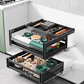 Modern Kitchen Storage Cabinet With Divided Drawer Design For Organizing Tableware And Utensils 3d model