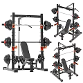 Multifunctional Home Gym Fitness Equipment Set With Power Rack Barbells Dumbbells And Weight Bench