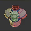 Decorative Daily Life Product Armor Styled With Lion Head Design Blue Silver And Orange Accents