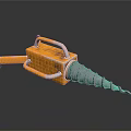 Yellow Electric Handheld Power Tool With Metal Handle And Spiral Drill Bit