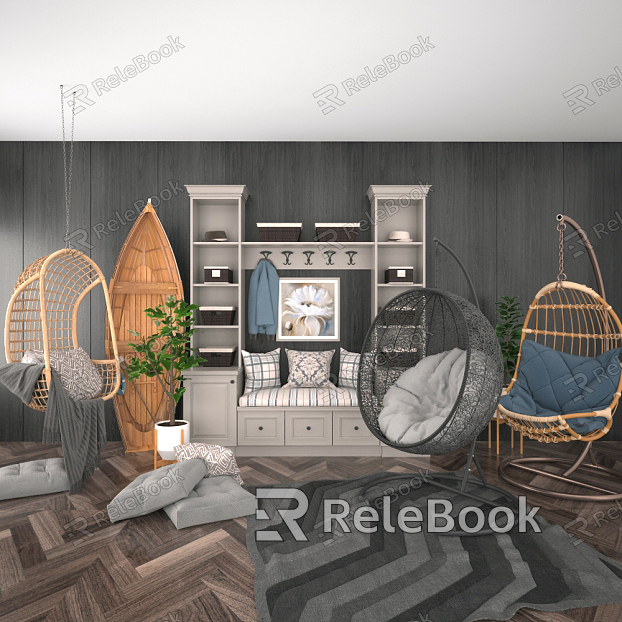 Modern Hanging Chair Simple Hanging Chair Storage Cabinet Rack Furnishings Combination model