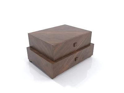 Wooden Bedside Cabinet With Stacked Drawers And Smooth Wood Grain Design 3d model