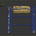 Industrial Metal Gate With Blue Frame Yellow Panel And Side Control Device