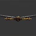 Elegant Golden Cross With White Wings Blue Gems And Intricate Flame Patterns