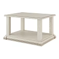 Classic White Wooden Coffee Table With Lower Shelf And Solid Legs Design