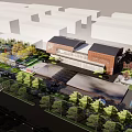 Modern Garden Landscape Design With Contemporary Building Green Plants And Pathway