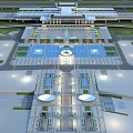 Modern Public Square Design With Central Fountain Symmetric Layout And Lighting Features