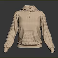 Comfortable Beige Casual Hoodie With Drawstring Front Pocket And Striped Sleeves