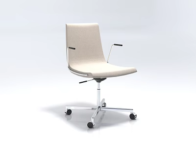 Beige Upholstered Office Chair with Black Armrests and Metal Wheeled Base in Modern Sleek Design 3d model