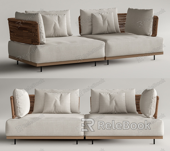 Modern Double Sofa Outdoor Rattan Double Sofa model