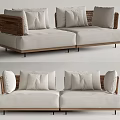 Modern Double Sofa Outdoor Rattan Double Sofa 3d model