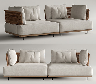 Modern Double Sofa Outdoor Rattan Double Sofa 3d model