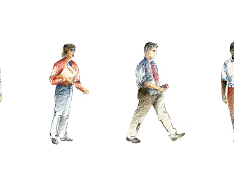 Modern hand-painted style business men 3d model