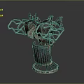 Rusted Worn Industrial Mechanical Device With Metal Structure Multiple Components And Circular Base