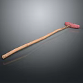 Long Wooden Handle With Two Pink Sweet Potatoes Isolated On Black Background With Reflection