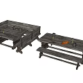 Rustic Wooden Dining Table Set With Benches Candles Cups And Bread