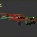 Futuristic Red Sci Fi Weapon With Sleek Modern Design And Black Grip 3d model