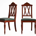Traditional Wooden Dining Chairs With Crossback Design And Green Padded Seats