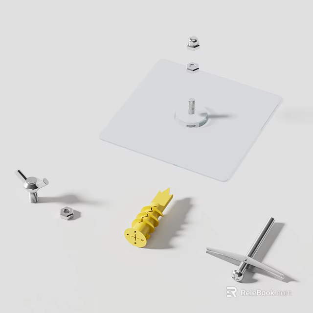 Essential Hardware Tools Including Screws Bolts Nails Washers And Metal Fasteners 3d model 