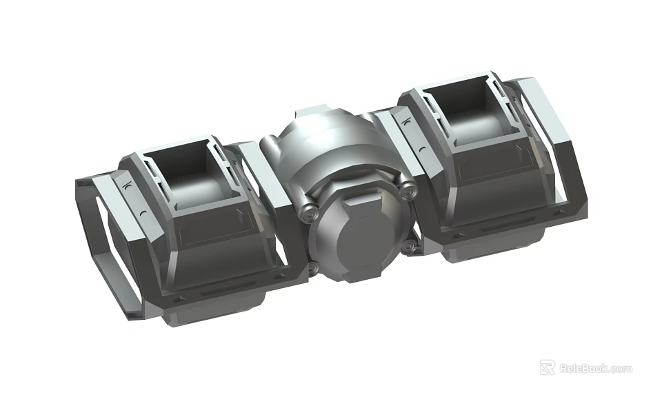 Mechanical Metal Connector With Square End Interfaces And Central Circular Body 3d model 