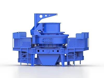 Blue Industrial Crushing Equipment With Top Feeding Port Side Structures And Bottom Support 3d model