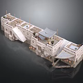 Ancient Stone Fortress Architecture With Gray Roofs Staircases Towers And Potted Plants