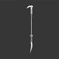 White Metal Shovel With Long Handle And Reflective Blade On Dark Surface