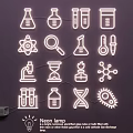 Scientific Experiment Themed Neon Lamp Set With Beaker Test Tube And Microscope Icons
