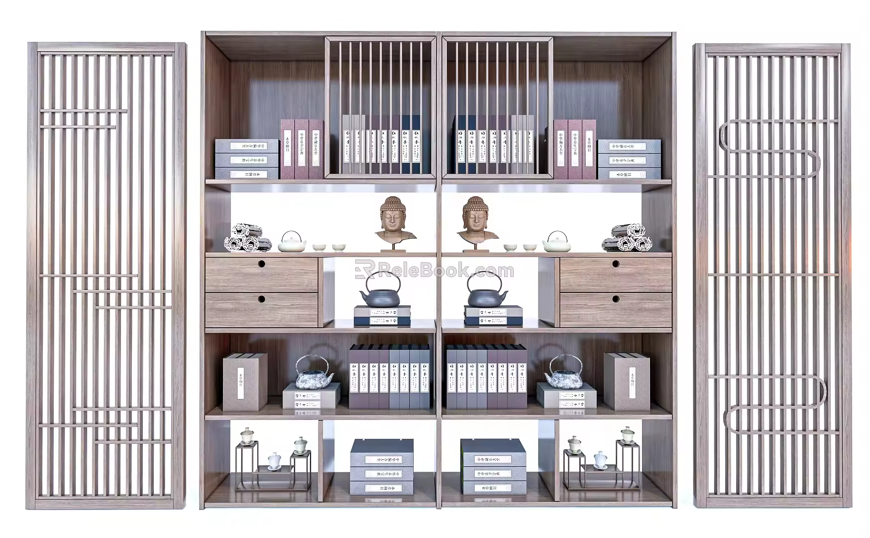 New Chinese Bookcase Antique Rack Decorative Shelf Bookshelf 3d model