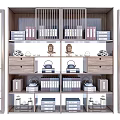 New Chinese Bookcase Antique Rack Decorative Shelf Bookshelf 3d model