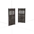 Vintage Wooden Doors With Lattice Panels And Decorative Carved Texture