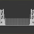Modern Long Linear Architectural Structure With Metallic Grid Framework Supporting Columns And Platform
