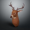 Realistic Deer Head Mount With Large Antlers And Detailed Facial Features