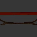 Modern Wooden Bench With Red Cushion And Stylish Curved Dark Frame