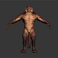 Red Muscular Lion Head Mythical Creature 3D Model With Detailed Body