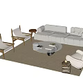 Modern sofa coffee table combination 3d model