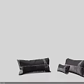Three Black and Gray Decorative Pillows with Soft Velvet Fabric and Stylish Metal Buckle Accents