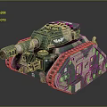 Military Tank with Green Brown Camouflage Paint Long Cannon Barrel and Metallic Tracks