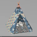 Cozy Kids Teepee Tent With Blue Animal Print And Soft Padded Interior