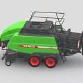 Fendt Green Agricultural Baler Machine with Ladder Platform and Red Wheels for Efficient Hay Baling