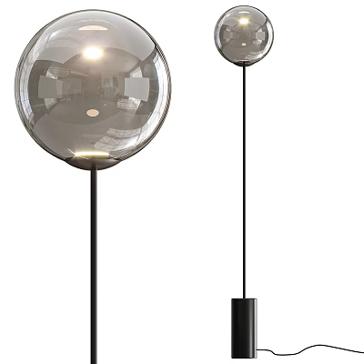 Modern Glass Globe Floor Lamps with Black Metal Stand and Contemporary Design 3d model
