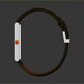 Practical Daily Use Watch With Brown Leather Strap Orange Lining Red Button And Transparent Dial