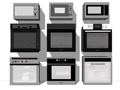 Modern Versatile Kitchen Appliances Including Microwaves And Ovens With Various Styles 3d model