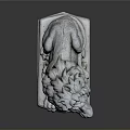 Classic Stone Lion Statue Lying On Square Pedestal With Detailed Mane And Paws