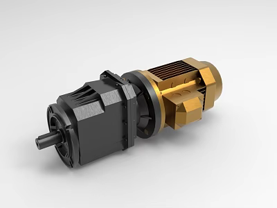 Industrial Gearbox With Black And Gold Precision Structure And Heat Sink Design 3d model