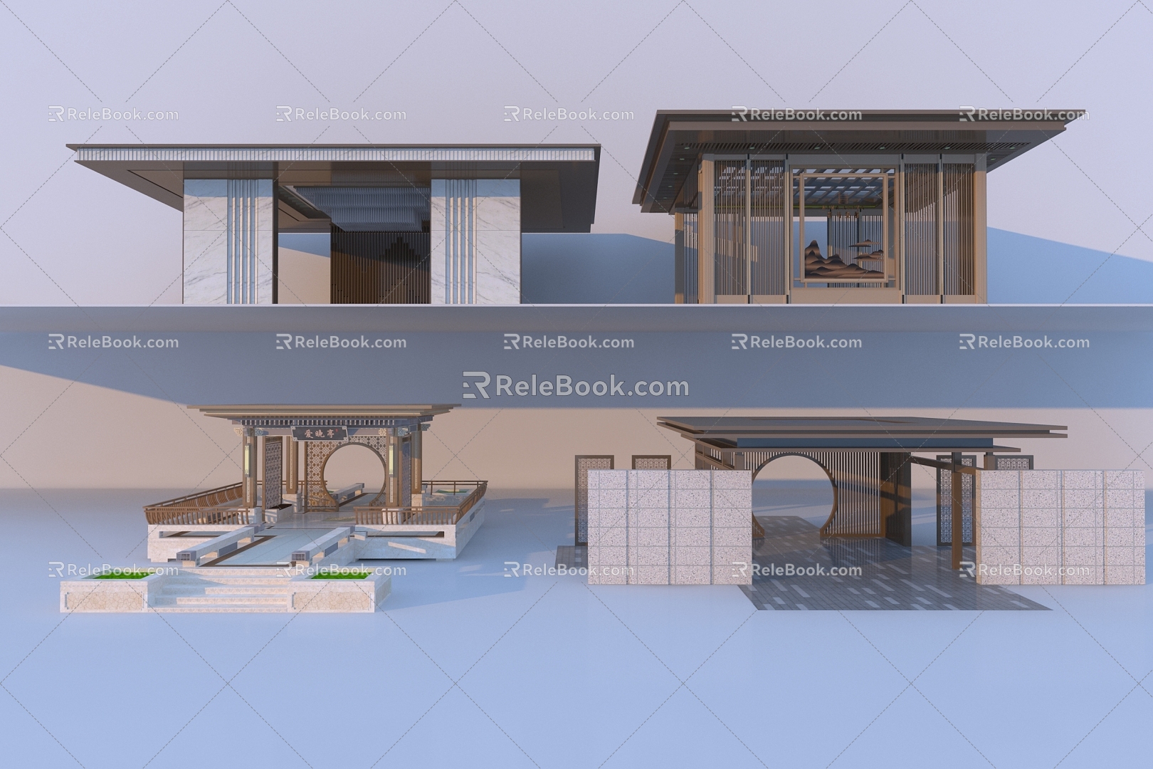 New Chinese-style Corridor Frame Combination model