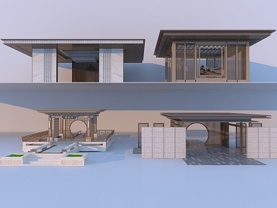 New Chinese-style Corridor Frame Combination model